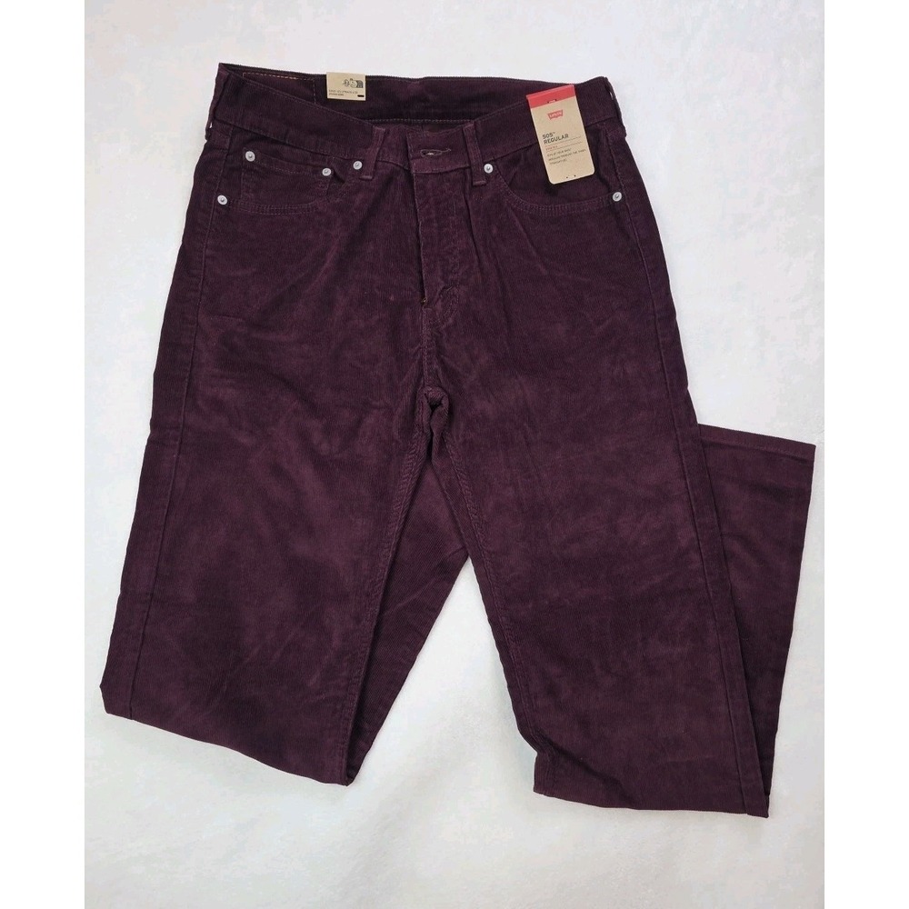 Levis 505 Corduroy Jeans Mens 33x34 Purple 5 Pocket Regular Fit Stretch New